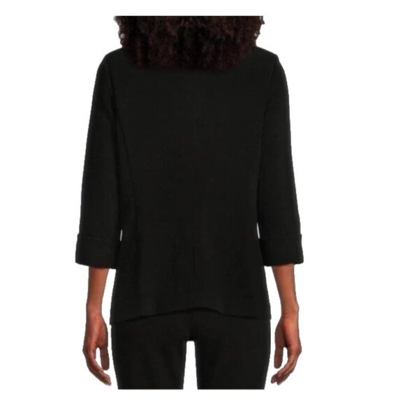 Kasper Separates Suit Jacket Blazer 14 Black Open Front 3/4 Long Sleeve - Picture 4 of 13